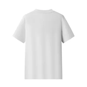 T-shirt a maniche corte bianca tinta unita con stampa posteriore, top girocollo casual basic