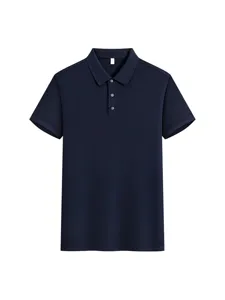 Classic dark blue men short sleeve polo shirt 100 percent cotton casual summer top clothing