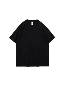Schwarzes Herren Kurzarm Baumwoll T-Shirt casual Basic Rundhals Oberteil für den Alltag