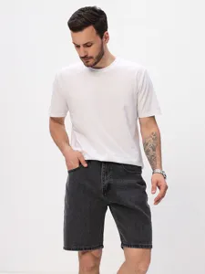 Men's Plus Size Denim Shorts Loose Straight Fit Cotton Washed Summer Casual Five-point Jeans Shorts Light Blue Dark Blue Black Gray