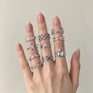 Franse vintage mode elegante en prachtige zirkonium ringen set voor dames en feestjes.
