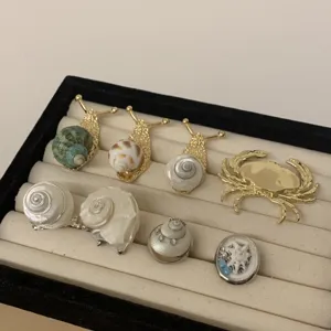 Set van natuurlijke schelp slak krab ringen vakantie stijl mode sieraden voor dames