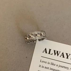 Franse vintage open ring niche ontwerp zilver metaal prachtige holle modieuze sieraden