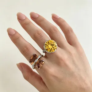 Y2K colorful crystal stackable rings detail view showcasing dual gemstone designs nicely.
