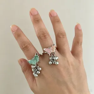 Y2K Sweet Cool Colorful Butterfly Open Rings Stackable Metal Charm Jewelry for Women