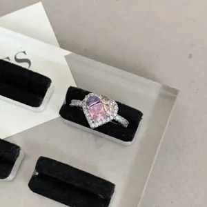 Y2K colorful micro-paved zirconia heart open ring, trendy stacked finger jewelry for women.