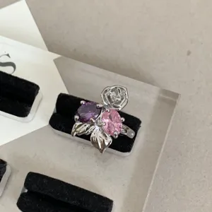 Y2K sweet cool colorful zircon stackable ring niche design butterfly heart open ring