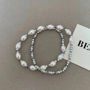 Pulsera de perlas de doble capa diseño elegante francés chic joyería de moda para mujer