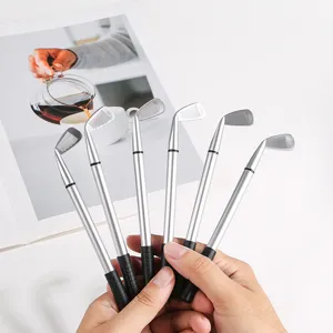 Creatieve Golfclub Balpen Set Zilveren Metalen Pennen Kantoor Briefpapier Bedrijfscadeau