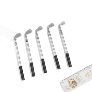 Golfclub vorm balpen set zilver metaal kantoorartikelen creatieve briefpapier kantoor cadeau