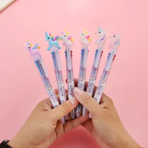 Lindo Bolígrafo Retráctil de Unicornio Estudiante Escritura Dibujos Animados Multicolor Tinta de Gel Kawaii Suministros Escolares