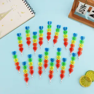 Colorful smile heart stacking pencils for kids, creative stationery student gift writing tool.