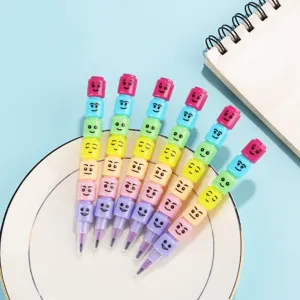 Creative multi-color stackable block crayons and pens for students, fun DIY colorful stationery.