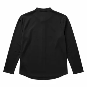 Heren Zwart Opstaande Kraag Lang Mouw Shirt Casual Los Retro Lente Herfst Mode Top