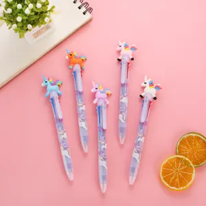 Bolígrafo retráctil de unicornio de dibujos animados papelería creativa de estudiante.