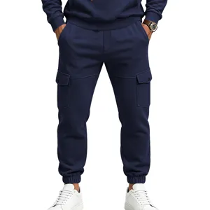Pantalon de Jogging Cargo Bleu Marine pour Homme Sport Casual avec Plusieurs Poches