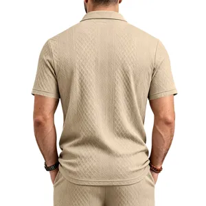 Ensemble polo et short en jacquard tricoté pour homme été manches courtes tenue décontractée