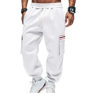 Pantalon de survêtement cargo doublé polaire pour homme hiver décontracté avec poches.