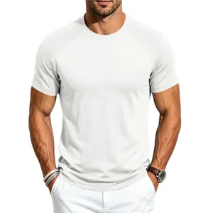 White short-sleeve detail of men breathable crewneck t-shirt, shoulder mesh design.
