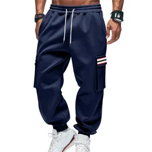 Pantalon de survêtement cargo en molleton lourd pour homme hiver chaud avec poches
