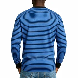 Maglietta a maniche lunghe a righe casual da uomo top basic rétro comodo abbigliamento moda