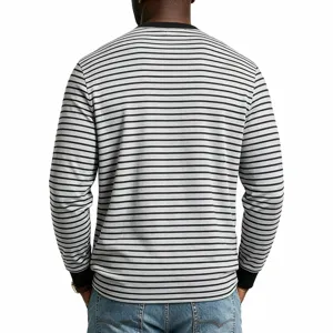Maglietta a maniche lunghe a righe rétro casual da uomo top basic molto comodo