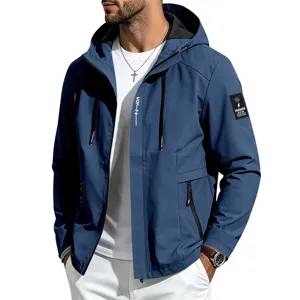 Men casual hooded windbreaker jacket, lightweight outdoor sports autumn coat for men.