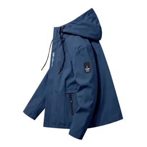 Men's autumn outdoor sports hooded windbreaker casual jacket stylish outerwear top detail