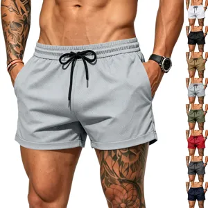 Men athletic mesh shorts quick dry breathable casual beach gym fitness shorts with drawstring
