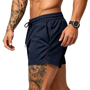 Men casual sports shorts breathable quick dry beach shorts fitness running swim trunks blue