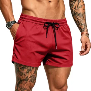 Men's breathable mesh athletic shorts summer casual quick dry beach sports running fitness trunks.