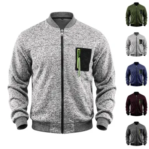 Men-s Casual Bomber Jacket Stand Collar Warm Fleece Lined Nylon Fabric Windproof Flight Baseball Uniform Outerwear Coat Top