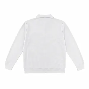 Men's white waffle knit long sleeve polo shirt casual top solid color autumn daily wear