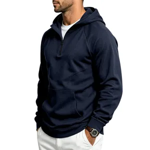 Men's heavyweight quarter-zip hooded sweatshirt for outdoor sports and daily wear.