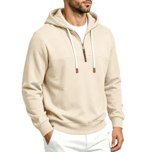 Herren lässiger Half-Zip Patchwork Fleece Kapuzenpullover stilvolle Herbst Oberbekleidung