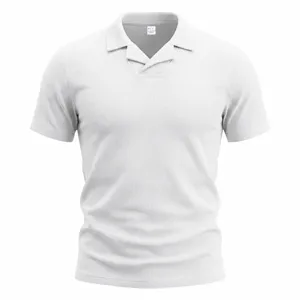 Polo Hombre Manga Corta Tejido Waffle Cuello Cubano Casual Suelto Estilo Old Money Blanco