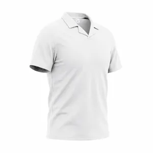 Vista en detalle del polo de manga corta para hombre en tejido waffle de estilo casual.