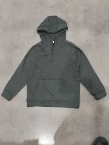Men's quarter zip tactical hoodie casual long sleeve pullover with front kangaroo pocket.