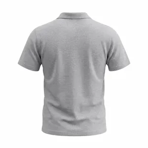 Vista trasera de polo gris de hombre en tejido gofrado, detalle casual de verano.