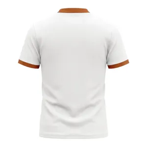 Men's short sleeve waffle knit t-shirt with contrast brown color block collar and cuffs casual top