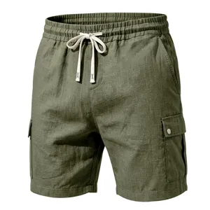 Detailansicht der Freizeithose für Herren, mit elastischem Kordelzug und praktischen Taschen.