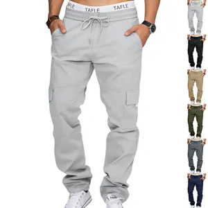 Men's loose tactical cargo pants casual sportswear multi-pocket jogger streetwear trousers