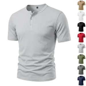 Men's Casual Slim Fit Short Sleeve Henley Shirt Solid Color Breathable Quick Dry Athletic Summer Top Tee