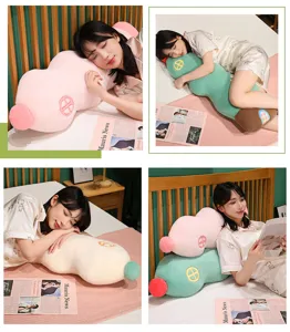 Creative bottle house plush pillow cute soft toy cushion detail view showing cozy bedroom style.
