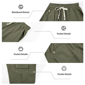 Herren Freizeit Cargo Shorts Baumwolle Leinen Multi Taschen Sommer Strandhosen