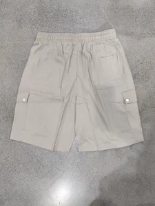 Short cargo de loisirs pour homme stretch coton lin multi poches plage kaki clair