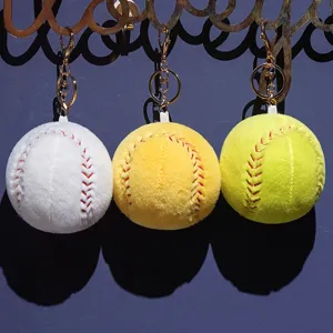 Mignon porte-clés baseball en peluche doux pendentif balle rembourrée accessoire de sac