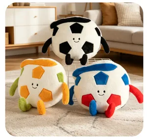 Cute plush football pillow soft stuffed soccer ball toy for kids room decor and birthday gift
