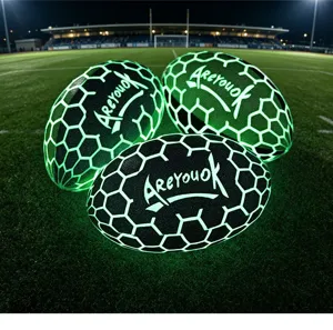 Glow in the dark rugby plush toy luminous football pillow creative soft doll for kids boys gift