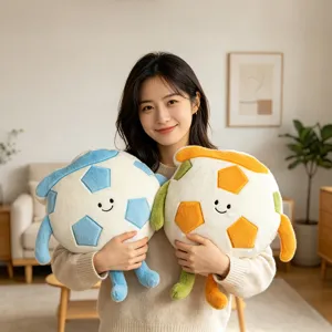 Soft football plush toy cute soccer throw pillow with arms kids gift cozy bedroom decor